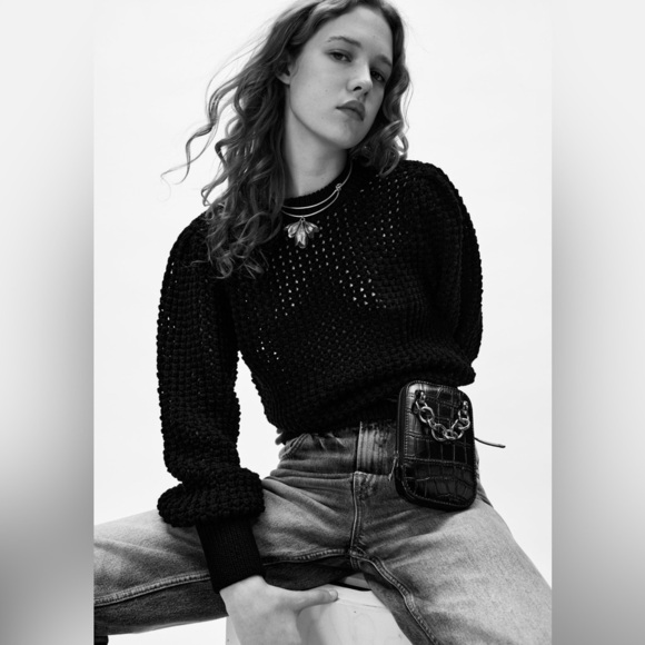 NWOT. Zara Black Animal Print Mobile Phone Bag with Chain - Picture 4 of 7